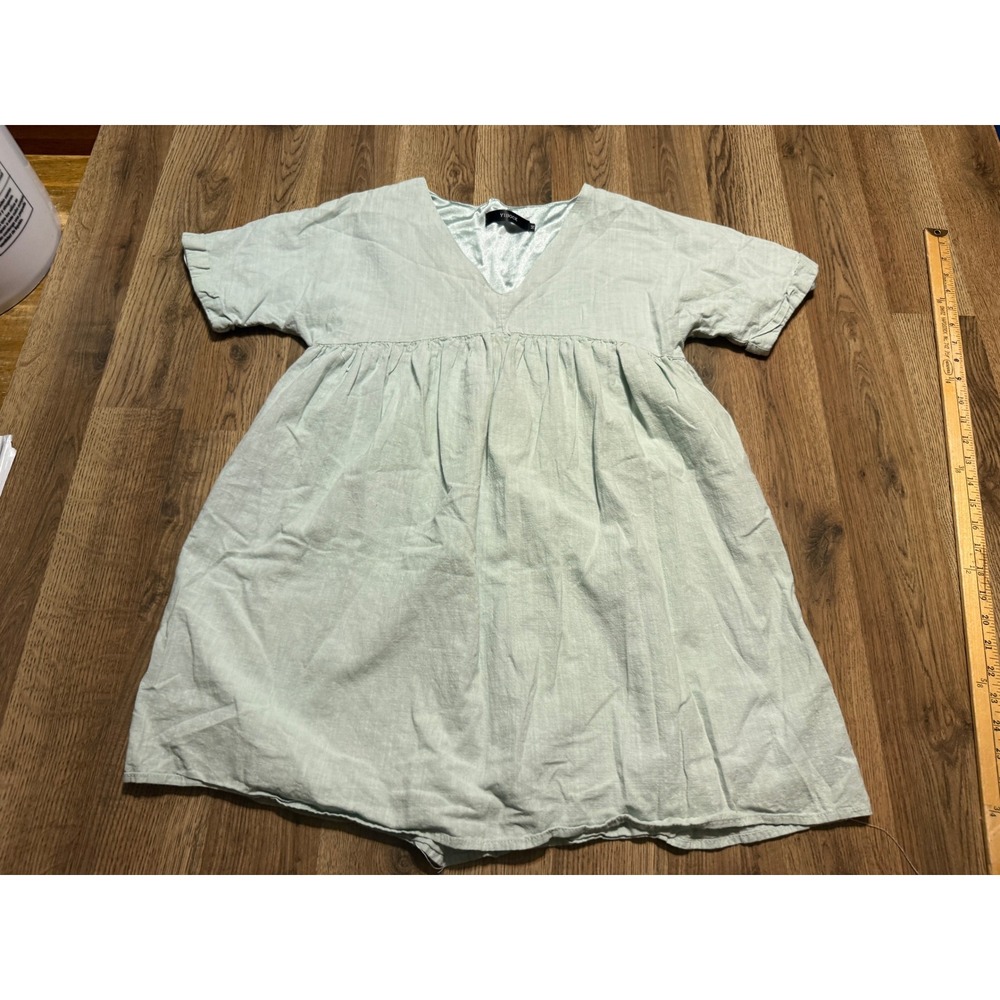 YIBOCK Babydoll Dress Womens Medium Sage Green Adult V-Neck Empire Waist